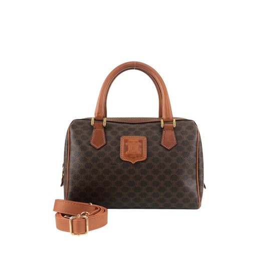 CELINE Macadam Blason Two-way Small Boston bag Shoulder bag Brown Vintage raubfw