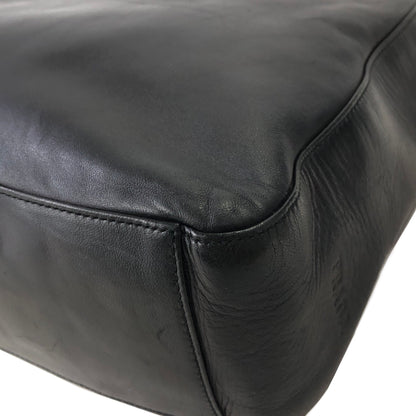 PRADA Logo Motif Embossed Leather Shoulder bag Hobobag Black Vintage b8kas6