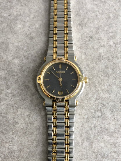 GUCCI GG Motif Watch Silver×Gold 9100L Vintage vgjnar