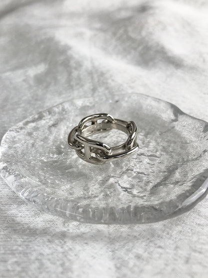 HERMES Scarf Ring Silver Vintage 264c57