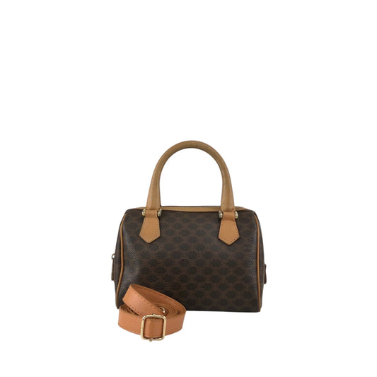 CELINE Macadam Two-way Small Boston bag Shoulder bag Brown Vintage i42xbv