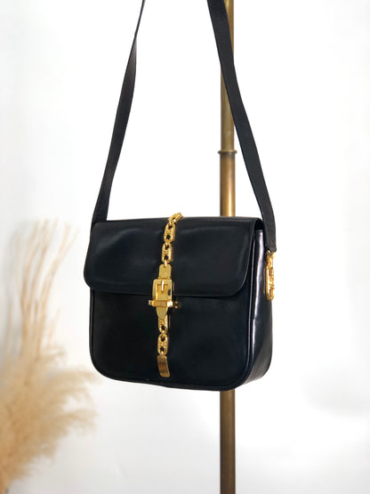 CELINE Blason Shoulder bag Black Vintage pjta3r