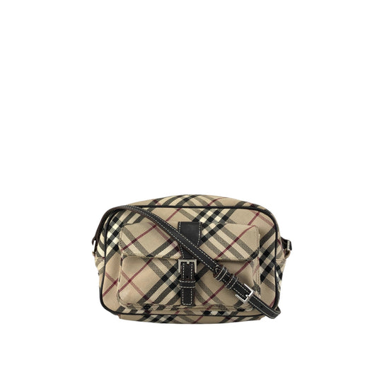 BURBERRY Check Front Buckle Shoulder bag Beige Vintage v45pfb