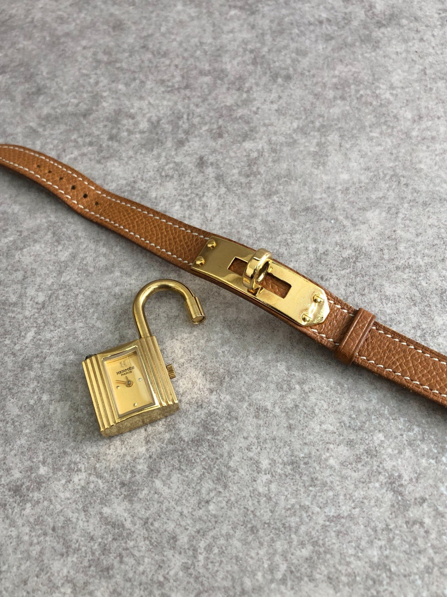HERMES Quartz Watch Brown Vintage 6kuddk