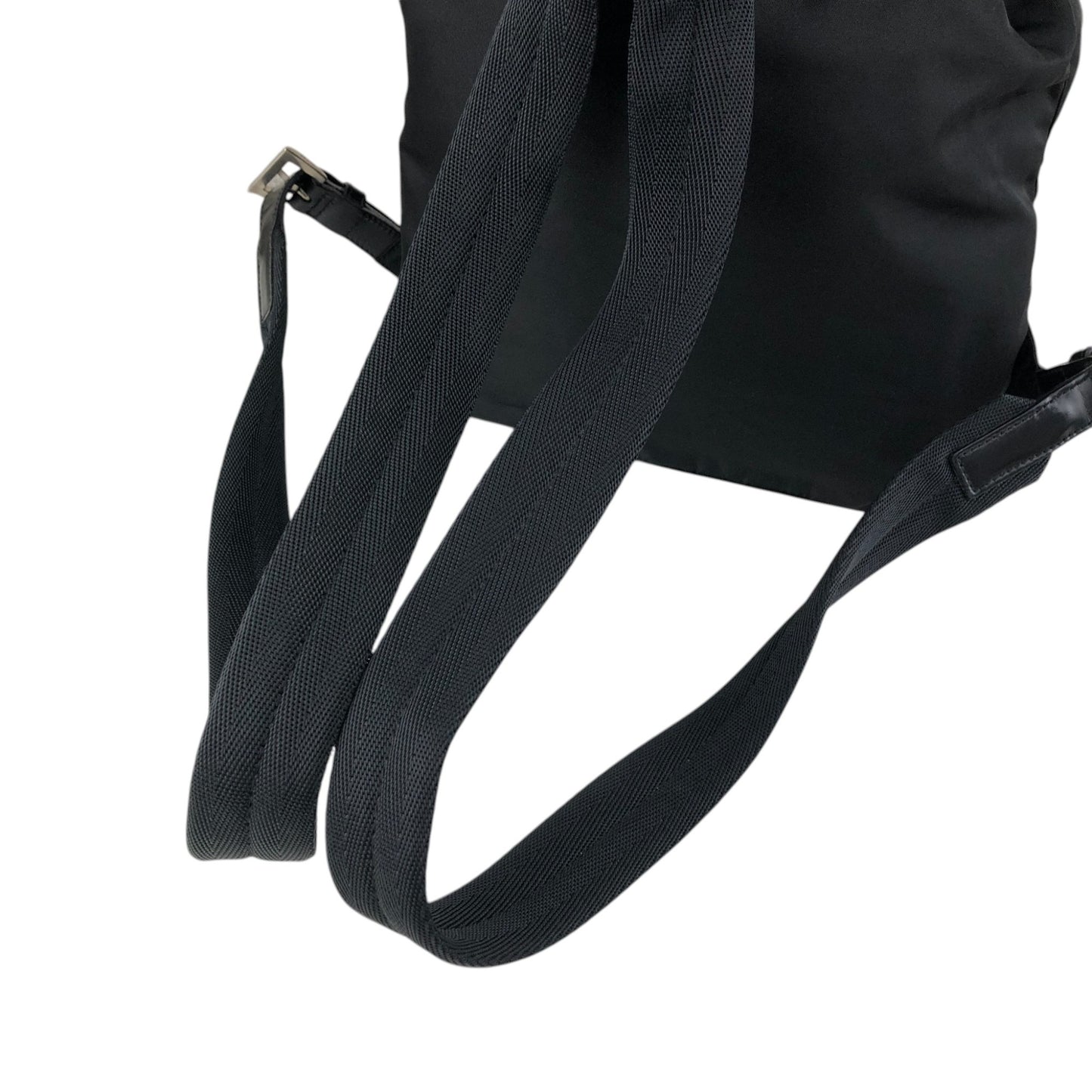 PRADA Tessuto Triangle Logo Double Pocket Backpack Black Vintage rikdef