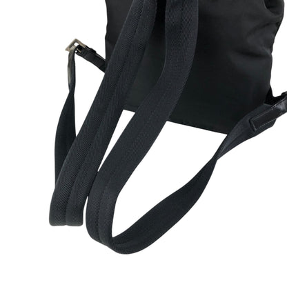 PRADA Tessuto Triangle Logo Double Pocket Backpack Black Vintage rikdef