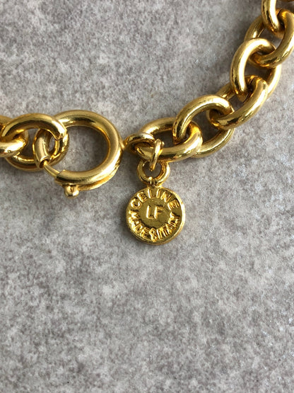 CELINE Circle Logo Bracelet Gold Vintage wba3vy