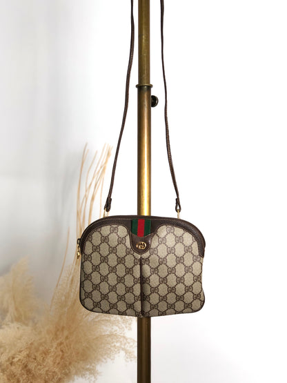 GUCCI Sherry Line GG Logo Shoulder bag Brown Vintage xif7sk
