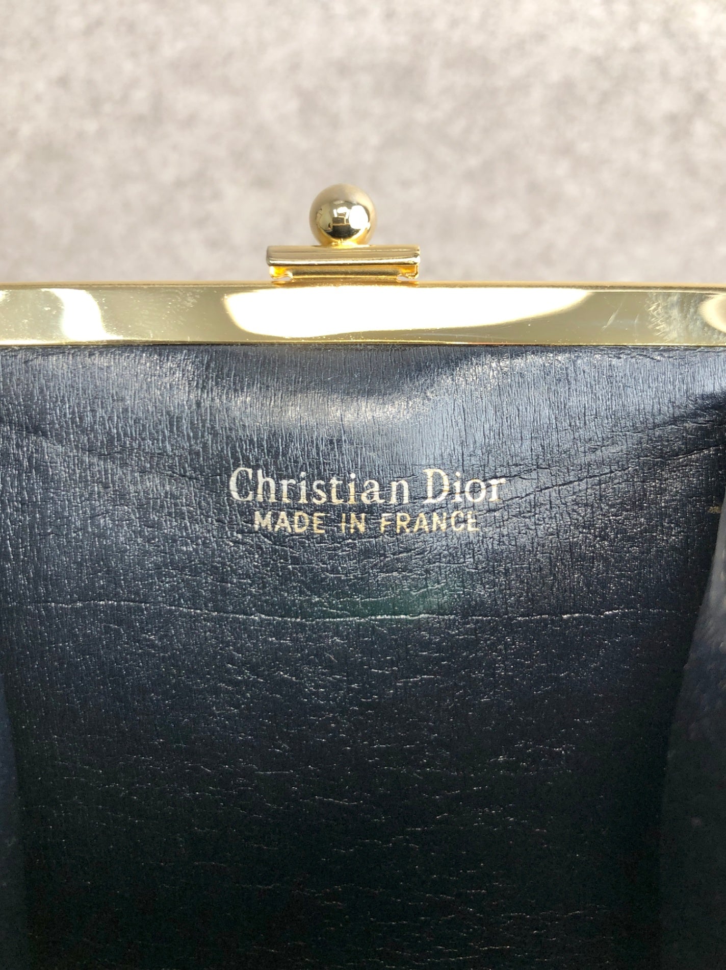Christian Dior Trotter Metal Clasp Coin Purse Navy Vintage vyt3e7