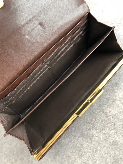Yves Saint Laurent Logo Long Wallet Brown Vintage v4kc5e