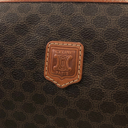 CELINE Macadam Blason  PVC Leather Pouch Brown Vintage vnsihf