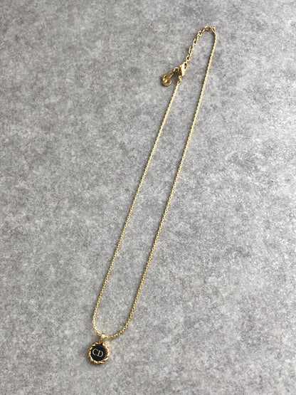 Christian Dior CD Logo Necklace Gold Vintage gf2h6j