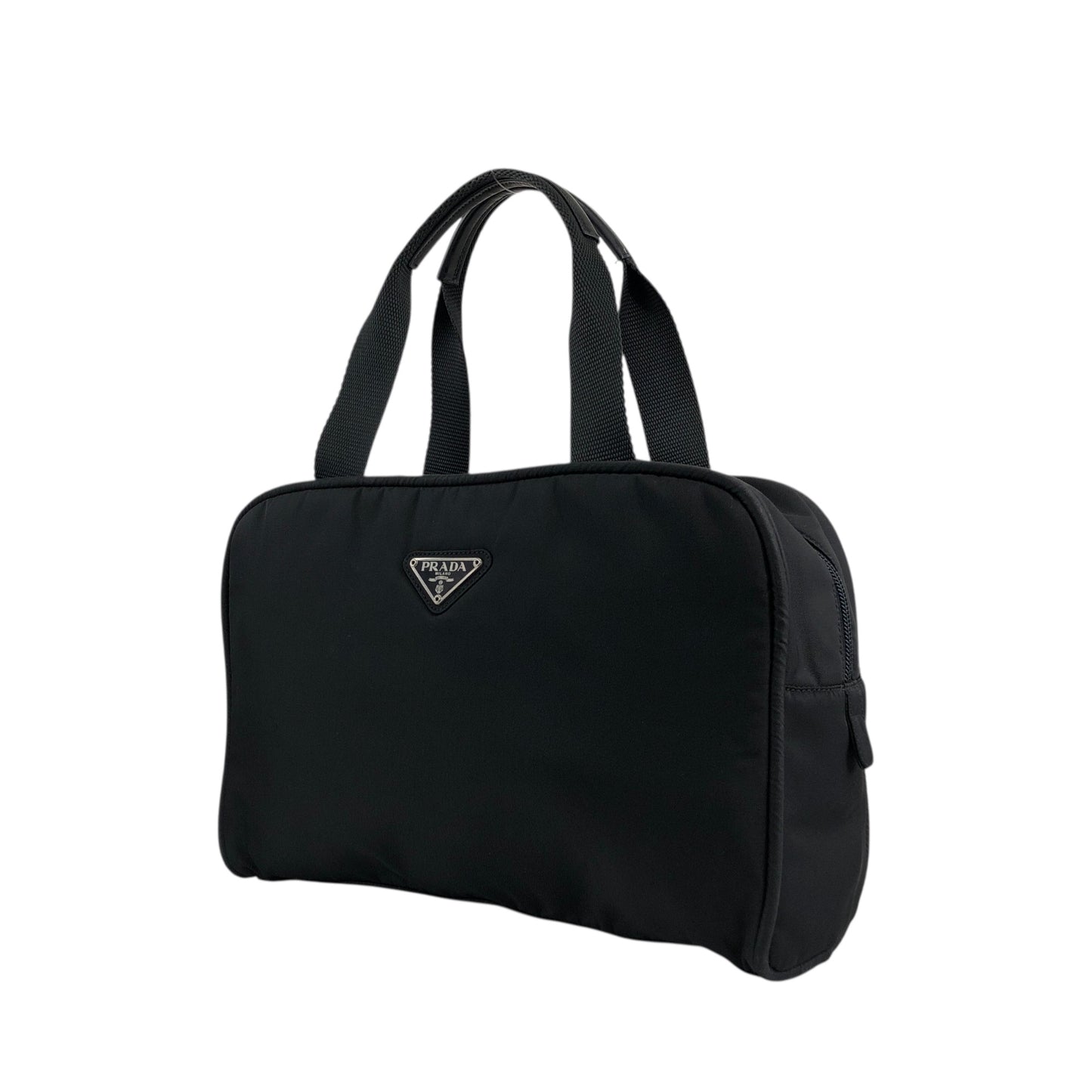 PRADA Tessuto Triangle Logo Padlock Handbag Black Vintage h25vhs