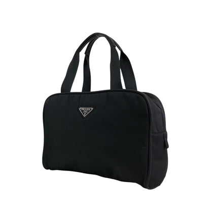 PRADA Tessuto Triangle Logo Padlock Handbag Black Vintage h25vhs