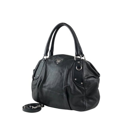 PRADA Logo Two-way Handbag Shoulder bag Black Vintage 28pkhx