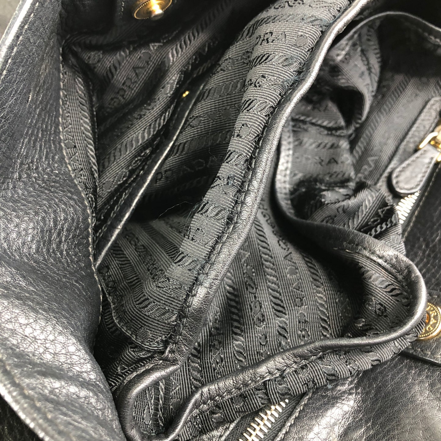 PRADA 標誌兩用手提包單肩包黑色復古 vbght3