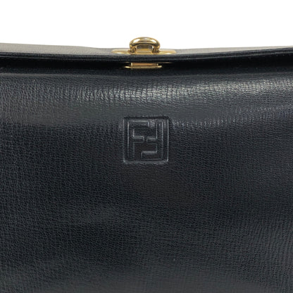 FENDI Logo Embossed Handbag Black Vintage yyxgsd