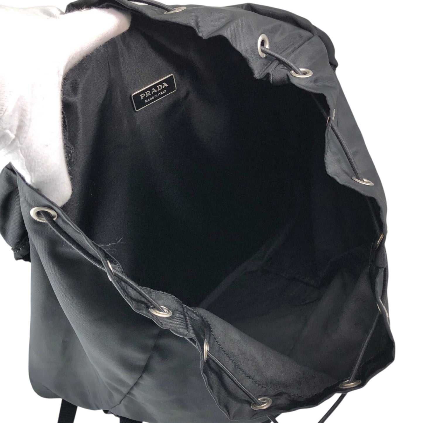 PRADA Tessuto Triangle Logo Backpack Black Vintage wji8cz
