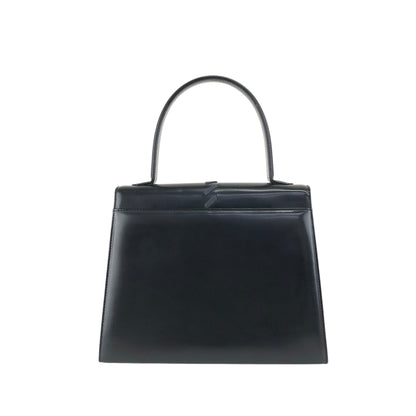 Yves Saint Laurent Logo Embossed Stitch Top Handle Handbag Black Vintage 5rym7i