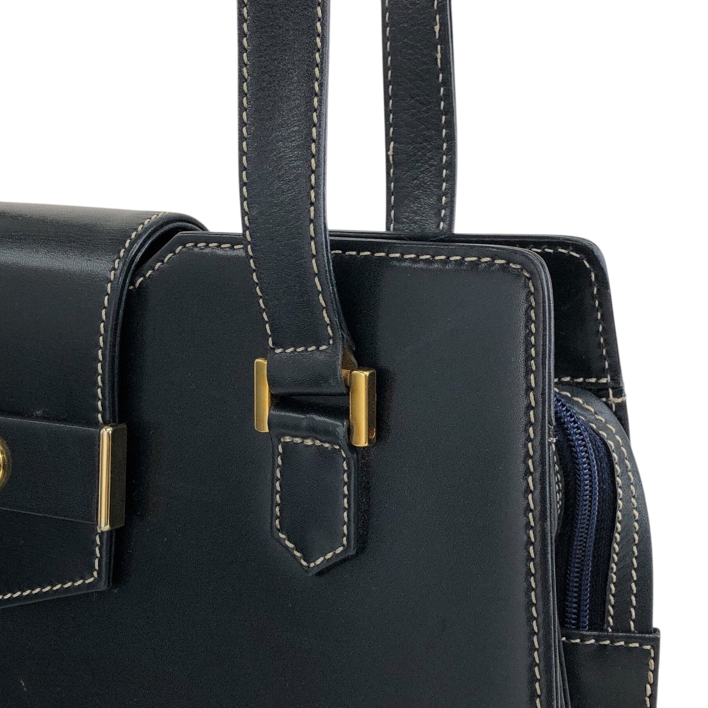 Christian Dior Logo Handbag Dark Navy Vintage undgi8