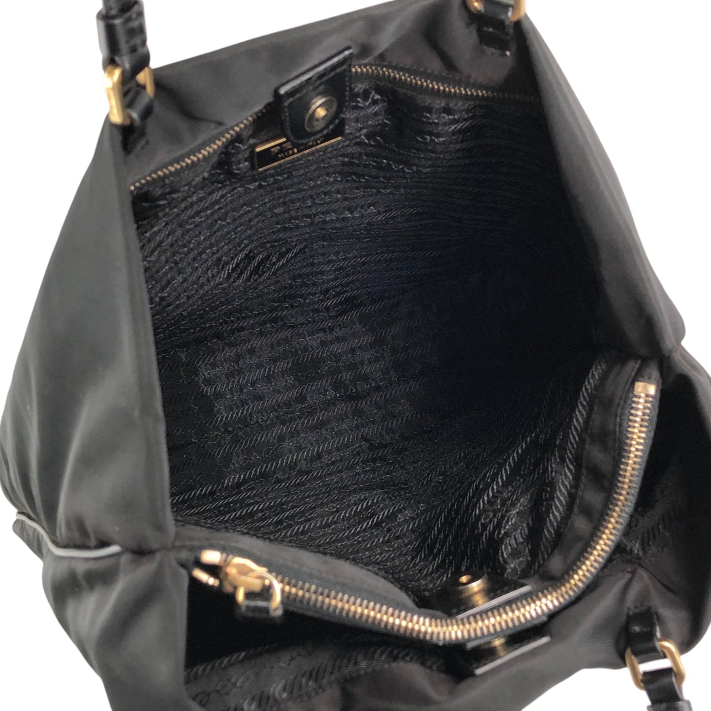PRADA Tessuto Triangle Logo Handbag Totebag Black Vintage p8z2vd