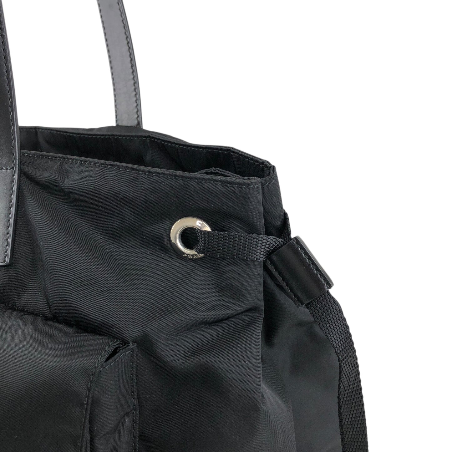 PRADA Tessuto Triangle logo Double Pocket Totebag Black Vintage xrhmgf