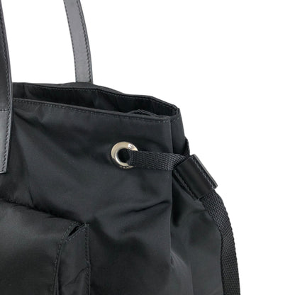 PRADA Tessuto Triangle logo Double Pocket Totebag Black Vintage xrhmgf