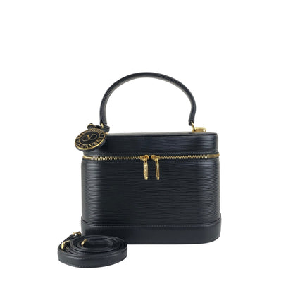 VALENTINO GARAVANI Logo Charm Two-way Handbag Shoulder bag Black Vintage b2wgf5