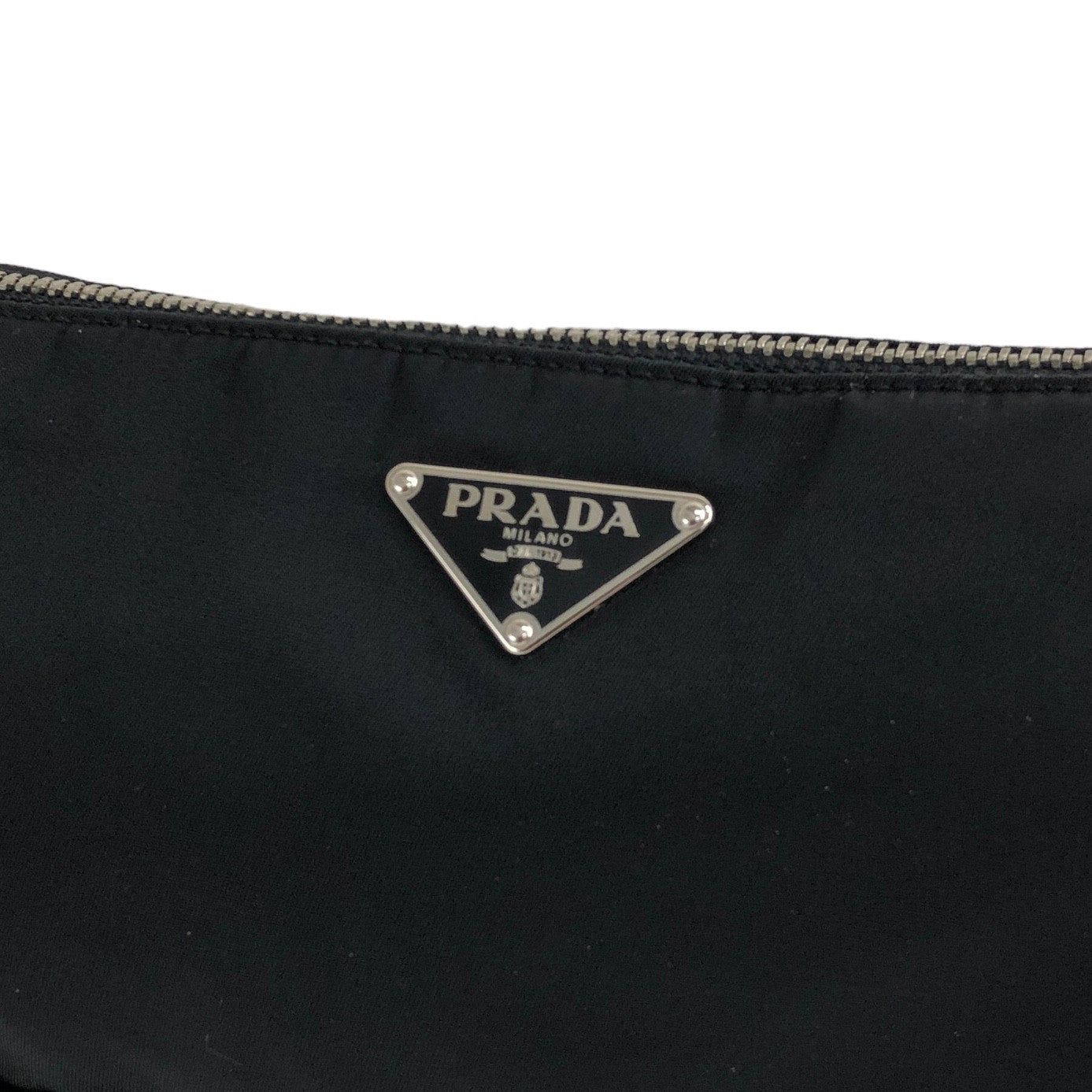 PRADA Triangle Logo Nylon Leather Shoulder bag Hobobag Black Vintage gfabk4