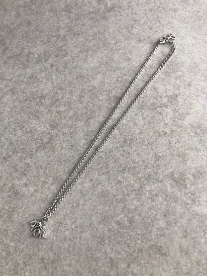 Christian Dior Logo Charm Necklace Silver Vintage 6kt6mz