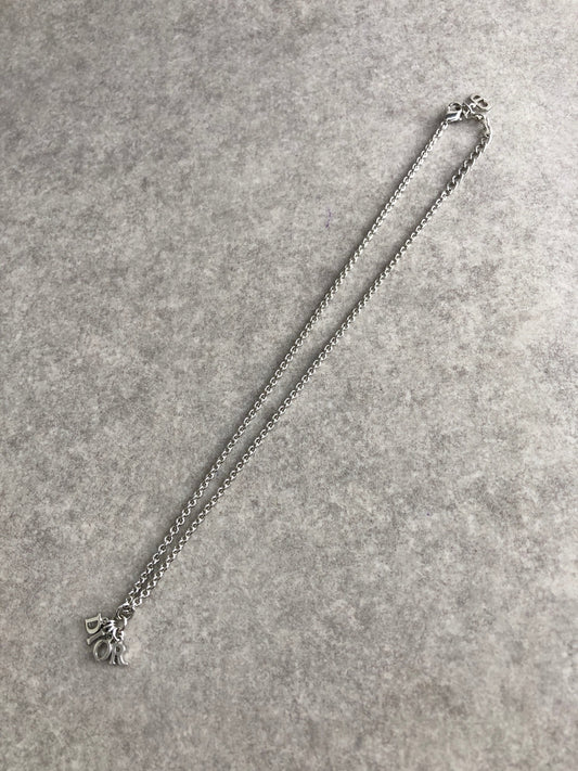 Christian Dior Logo Charm Necklace Silver Vintage 6kt6mz