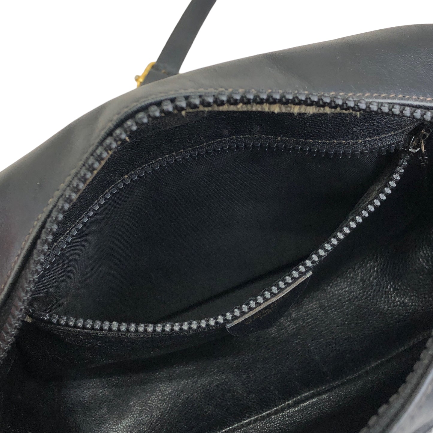 CELINE Triomphe Leather Shoulder bag Black Vintage 3cscb7