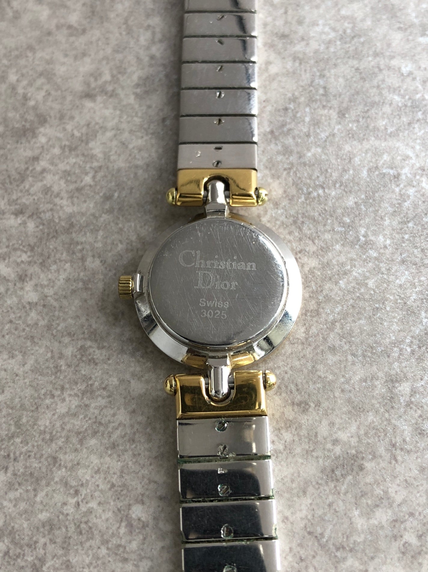 Christian Dior Logo Quartz Watch Silver×Gold 3025 Vintage 3es7fc