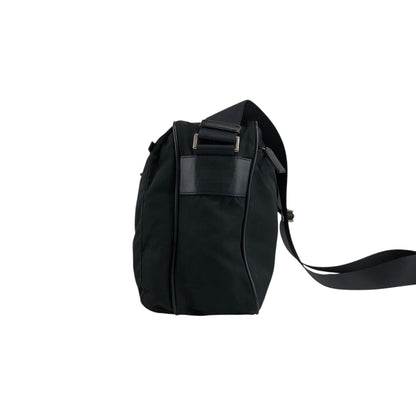 PRADA 三角形標誌雙口袋單肩包 黑色復古 nmgd27