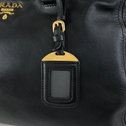 PRADA Logo Two-way Boston bag Shoulder bag Black Vintage k82hca