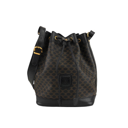 CELINE Macadam Blason Drawstring Shoulder bag Black Vintage mujneu