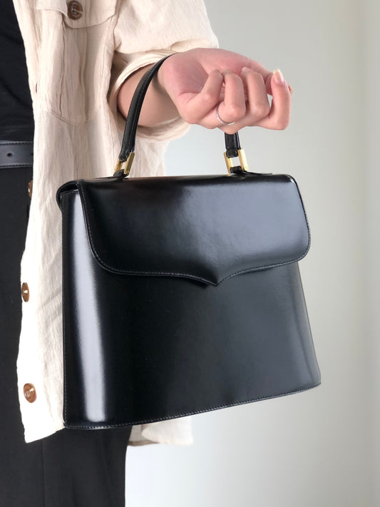 Yves Saint Laurent Top Handle Handbag Black Vintage fhj5dh