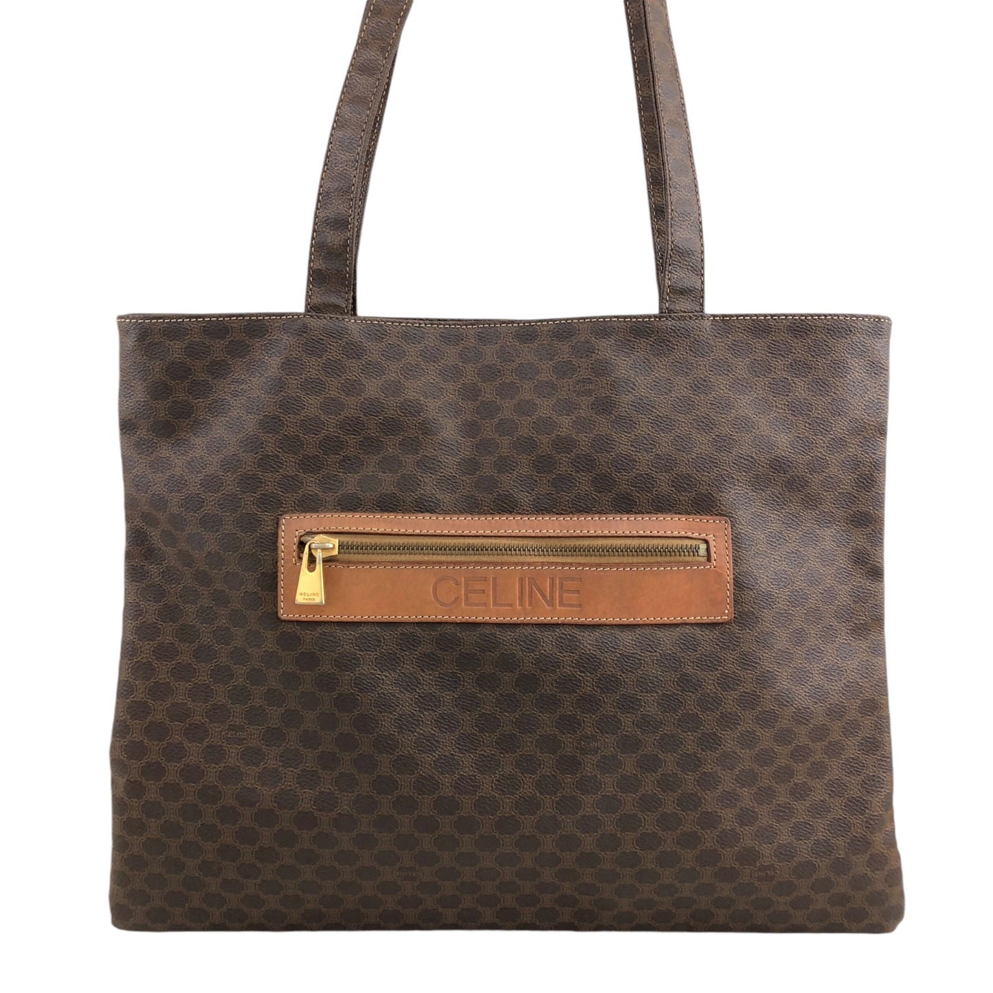 CELINE Macadam Logo Handbag Totebag Brown Vintage idxpny