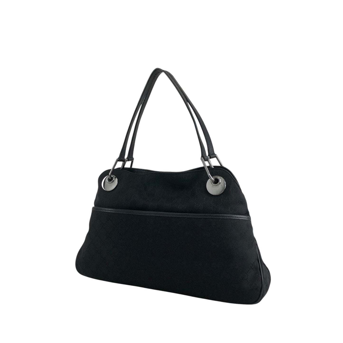 GUCCI Logo Shoulder bag Handbag Black Vintage nwnyi4