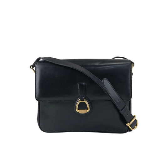 CELINE Horse Bit Crossbody Shoulder bag Black Vintage pv63af