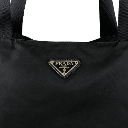 PRADA Tessuto Triangle Logo Totebag Black Vintage s4fket