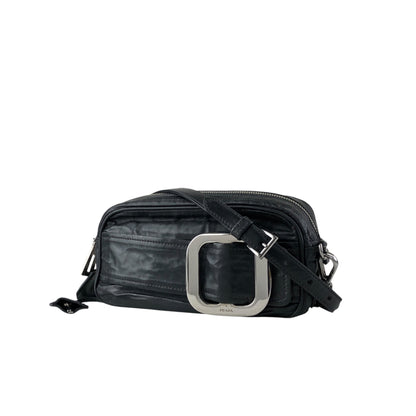 PRADA Buckle Shoulder bag Black Vintage cdnxfz