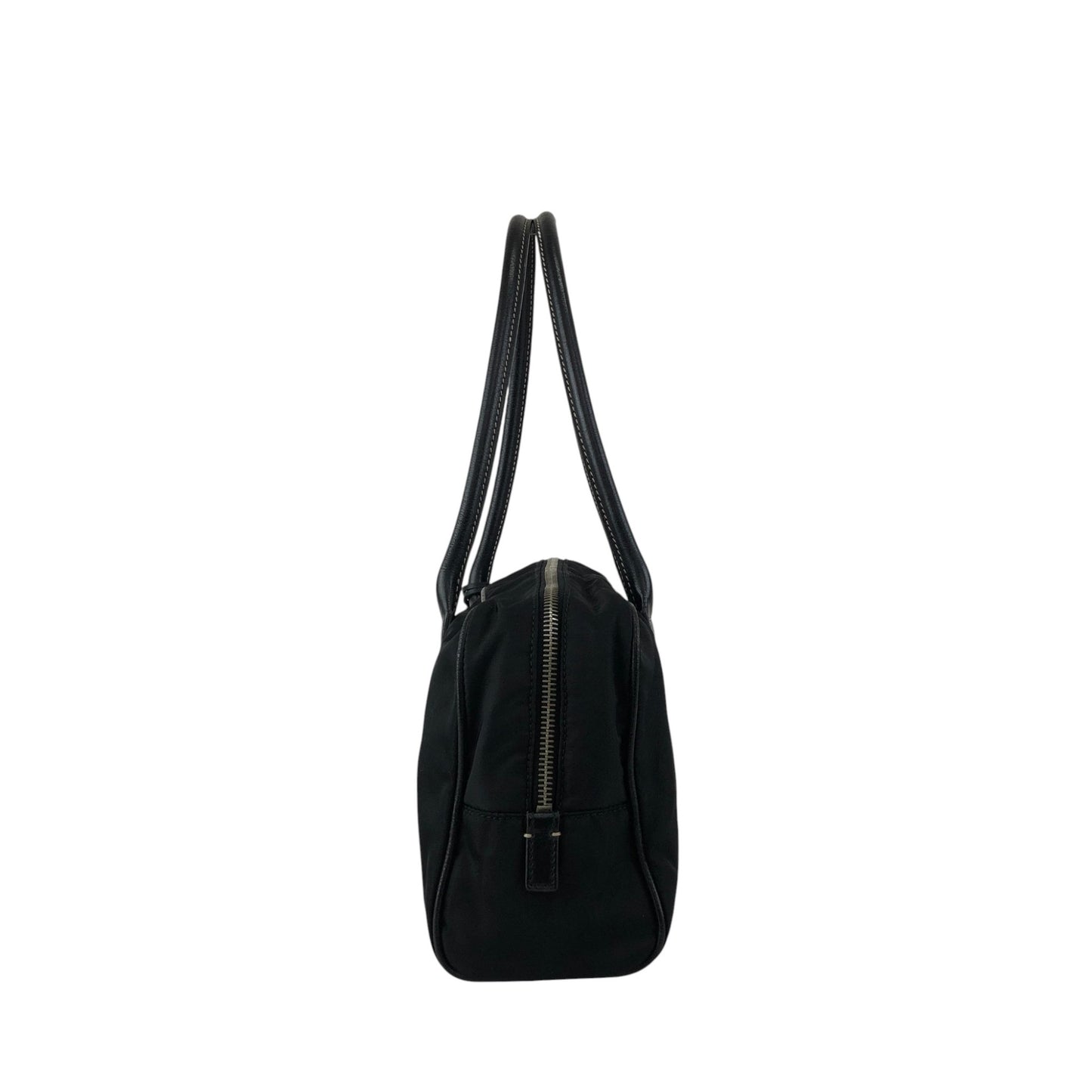 PRADA Tessuto Triangle Logo Padlock Small Boston bag Handbag Black Vintage xxiw34