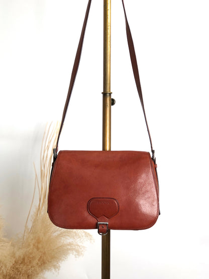 PRADA Logo Front Buckle  Shoulder bag Brown Vintage rhwnn2