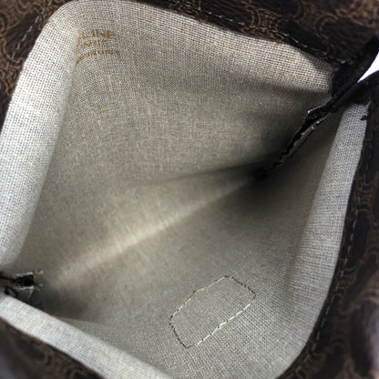 CELINE Macadam Blason Drawstring Pouch Brown Vintage 7cyj7d