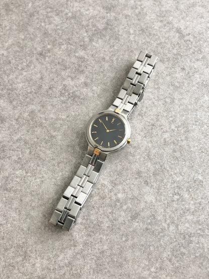 Yves Saint Laurent YSL Logo   Quartz Watch Silver 5421-H13939Y Vintage epnx46