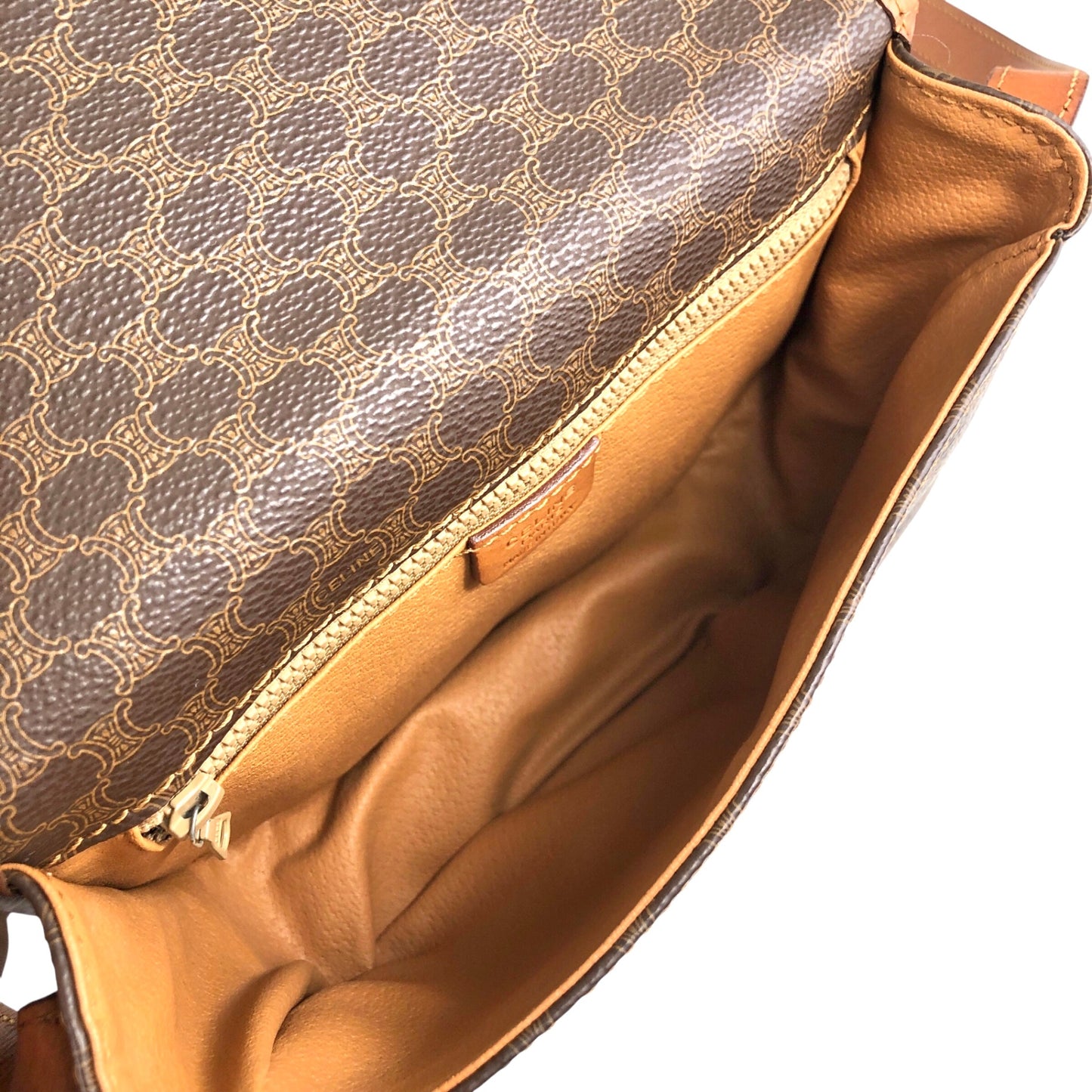 CELINE Macadam Front Buckle Shoulder bag Brown Vintage c7tgex