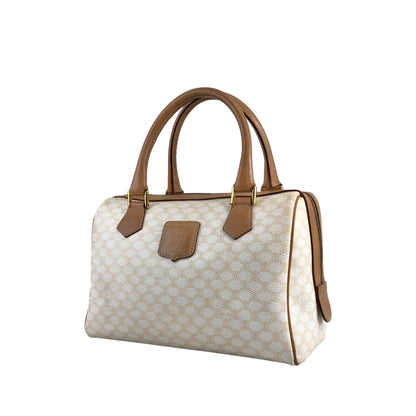 CELINE Macadam Blason Handbag Boston bag White Vintage tysvnn