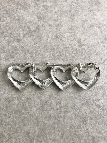 Yves Saint Laurent Heart Motif Brooch Silver Vintage xau2xt