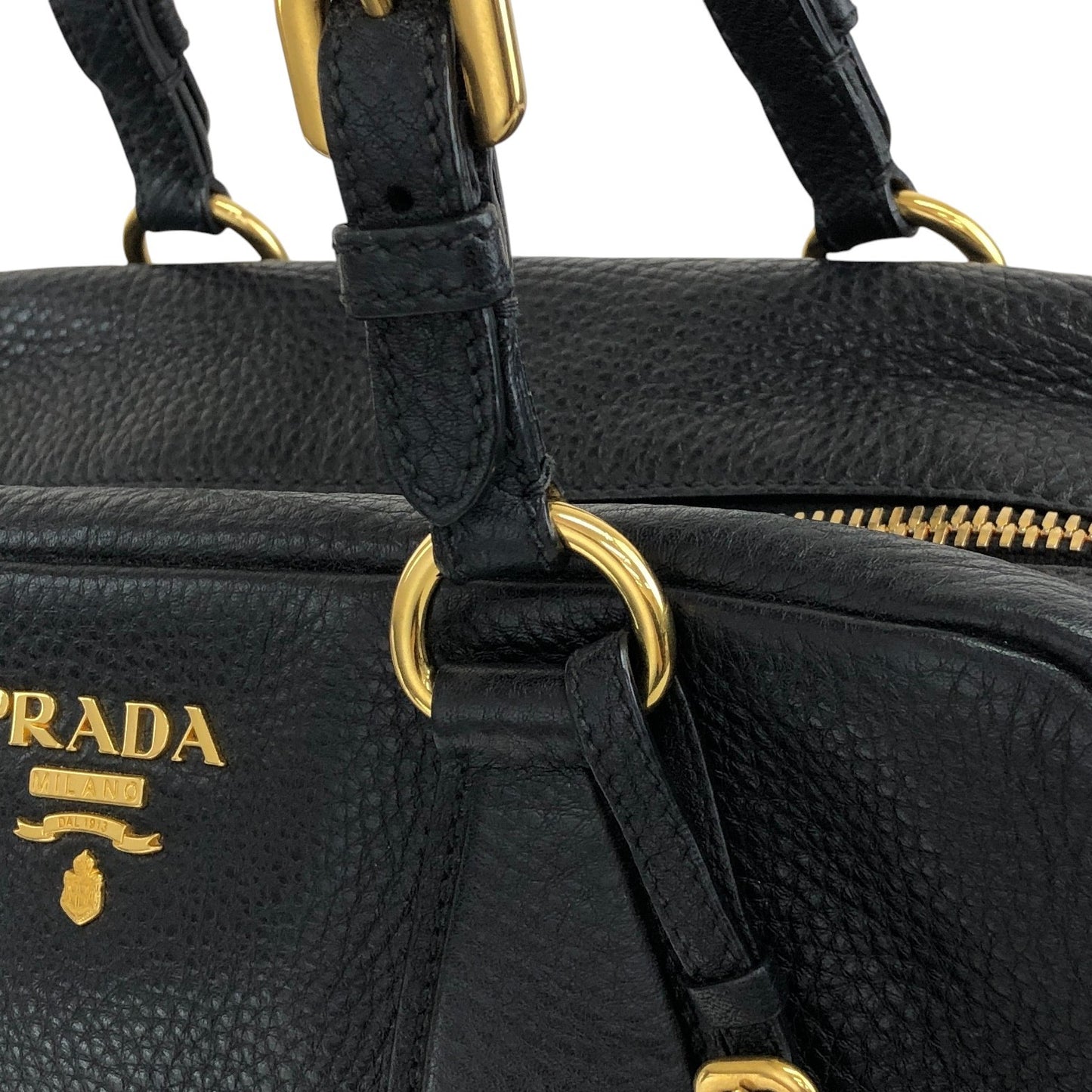 PRADA Logo Handbag Black Vintage nn2dx6